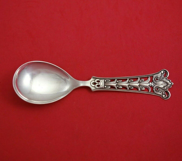 Magnus Aase Norwegian Sterling Silver Berry Spoon Pierced w/ Leaf Handle 7 1/4"