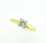 14k Yellow Gold Princess Cut 1/2 Carat Genuine Natural Diamond Ring .55ct #J2726