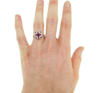 18k Gold Deco Style 1.28ct Genuine Natural Ruby Ring with Diamonds (#J2355)