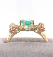 14k Gold Victorian .80ct Genuine Natural Emerald and Diamond Ring (#J5787)