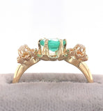 14k Gold Victorian .80ct Genuine Natural Emerald and Diamond Ring (#J5787)
