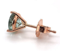14k Rose Gold Green Genuine Natural Tourmaline Stud Earrings Jewelry (#J6103)