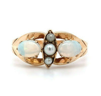 10k Yellow Gold Victorian Opal and Seed Pearl Ring (#J5517)