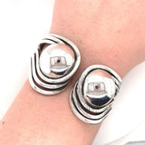 Modernist Handwrought Sterling Hinged Bracelet Jewelry (#J5971)