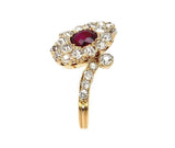 14k Yellow Gold GIA .71ct Genuine Natural Ruby and Diamond Ring Antique (#J6153)