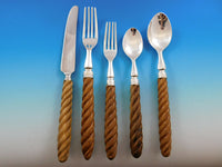 Kent Teak by Oscar de la Renta Silverplate Flatware Set Service 20 pcs Designer
