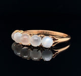 14k Yellow Gold Antique Five Genuine Natural Moonstone Band Ring (#J5694)