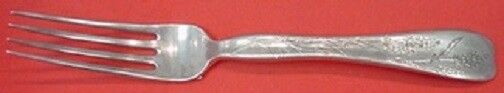 Lap Over Edge Acid Etched By Tiffany Sterling Regular Fork BC w/ Bird and Flower