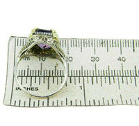 14k White Gold Filigree Amethyst Seed Pearl Ring (#J4691)