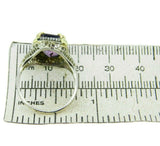 14k White Gold Filigree Amethyst Seed Pearl Ring (#J4691)