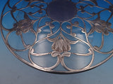 Water Lily by Unknown Glass Trivet Plate with Silver Overlay 7 3/4" (#7866)