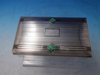 Art Deco Sterling Silver Cigarette Box Case with green stones and enamel (#6109)