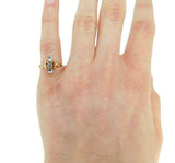 10k Yellow Gold Victorian Genuine Natural Aquamarine and Moonstone Ring (#J4649)