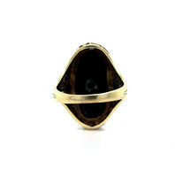 14k Yellow Gold Filigree Genuine Natural Black Onyx Ring (#J5446)