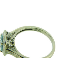 10k White Gold Cushion Genuine Natural Aquamarine and Diamond Halo Ring (#J4729)