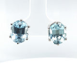 Platinum Oval 5.38ct TW Genuine Natural Aquamarine Stud Earrings (#J6472)