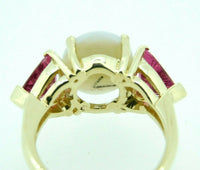 14k Yellow Gold Genuine Natural Opal and Pink Tourmaline Ring (#J4417)