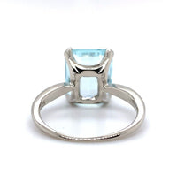 5.46ct Emerald Cut Genuine Natural Aquamarine 14k White Gold Ring (#J5790)