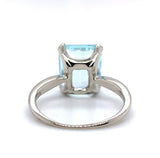 5.46ct Emerald Cut Genuine Natural Aquamarine 14k White Gold Ring (#J5790)