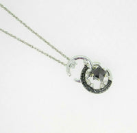 14k White Gold Moon and Black Star Genuine Natural Diamond Pendant (#J5077)