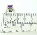 Deco 18K White Gold Genuine Natural Amethyst Cameo Ring (#J2656)