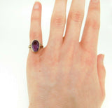 Art Deco 10k Yellow Gold Filigree Genuine Natural Amethyst Ring (#J4423)