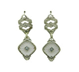 10k Gold Genuine Natural Rock Crystal Filigree Diamond Earrings (#J4609)