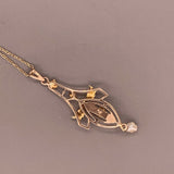 10k Yellow Gold Lavaliere Pendant .15ct Diamond and Pearls (#J4820)