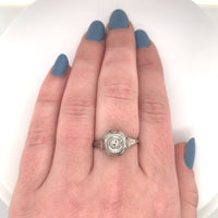 18k White Gold Art Deco Filigree .35ct TW Genuine Natural Diamond Ring (#J5945)