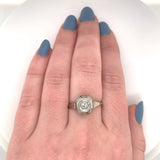 18k White Gold Art Deco Filigree .35ct TW Genuine Natural Diamond Ring (#J5945)