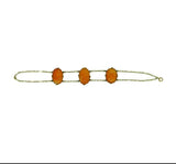 14k Gold Art Deco Chinese Export Genuine Natural Carnelian Bracelet (#J4663)