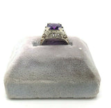 14k White Gold Art Deco Filigree 2.87ct Genuine Natural Amethyst Ring (#J5334)