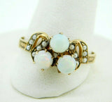 10k Gold Victorian Ring with Three Opals and Seed Pearls (#J5006)