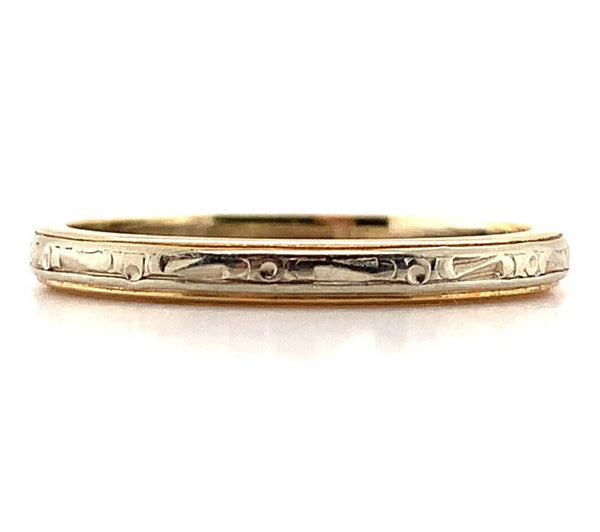 14k White and Yellow Gold Wedding Band Ring Jewelry Size 6 (#J5881)
