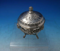 German .800 Silver Mustard Pot 3pc Frame Pot Lid w/ Rams Ribbons Swags (#6079)