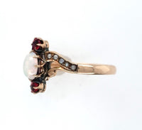 14k Yellow Gold Victorian Opal and Red Paste Stone Ring (#J6139)
