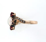 14k Yellow Gold Victorian Opal and Red Paste Stone Ring (#J6139)