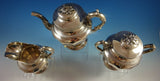 Salisbury and Co Coin Silver Tea Set 3pc 3-D Applied Leaf Berry Finials (#1294)