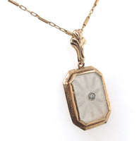10k Yellow Gold Genuine Natural Rock Crystal Diamond Pendant w/14k Chain #J6200