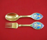 Christmas Theme by Michelsen Sterling Silver Fork and Spoon Set 1984 Vermeil