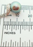 14K 8Mm Freshwater Black Pearl Pendant with Diamonds (#J3029)