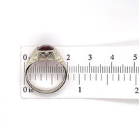 14k White Gold 2.63ct Deep Red Genuine Natural Garnet Men's Ring (#J5769)