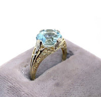 2.41ct Genuine Natural Aquamarine 14k and 18k Gold Filigree Ring (#J5776)