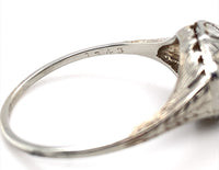 18k White Gold Art Deco Filigree .35ct TW Genuine Natural Diamond Ring (#J5945)