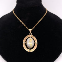 10k Gold Victorian Gold Vein Quartz Pendant w/ Flowers (#J5640)