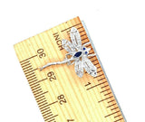14k White Gold Genuine Natural Sapphire and Diamond Dragonfly Pin (#J5200)