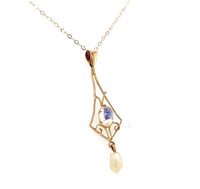 10k Yellow Gold Moonstone Lavaliere Pendant Jewelry (#J5638)