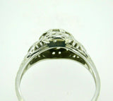 Art Deco 18k White Gold Filigree .46ct Genuine Natural Diamond Ring (#J4395)