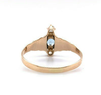 10k Yellow Gold Victorian Genuine Natural Aquamarine and Diamond Ring (#J5560)