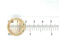 14k Yellow Gold Wide Heavy Emerald and Diamond Band Ring (#J5440)